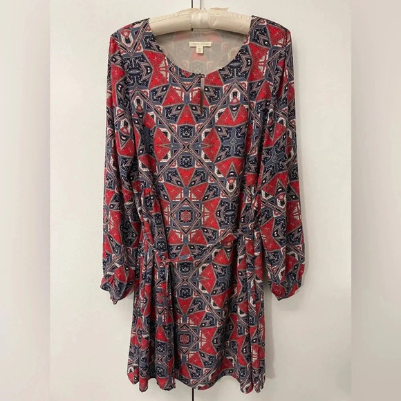 Anthropologie Paper Crown Flowy Boho Patterned Dress- L - Picture 1 of 6